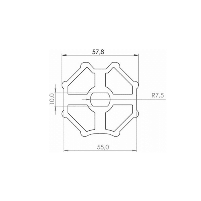 59 mm Tente Motoru Yıldız Adaptör Çizim