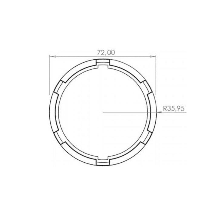 70 mm Tente Motoru Yıldız Switch Bileziği Çizim