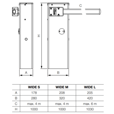 Nice Wide M Kollu Bariyer Antrasit Gri (5 Mt) (Kit Paket) Teknik Çizim
